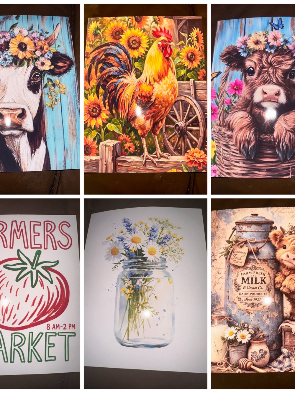Farmhouse Floral & Animal Wall Art Set - Colorful Rustic Prints